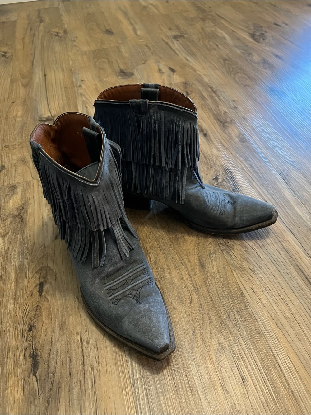 Fringed Pointed Toe Ankle Boots